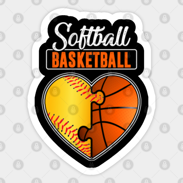 Softball Basketball In Heart Sports Lover Playing Ball Funny Softball